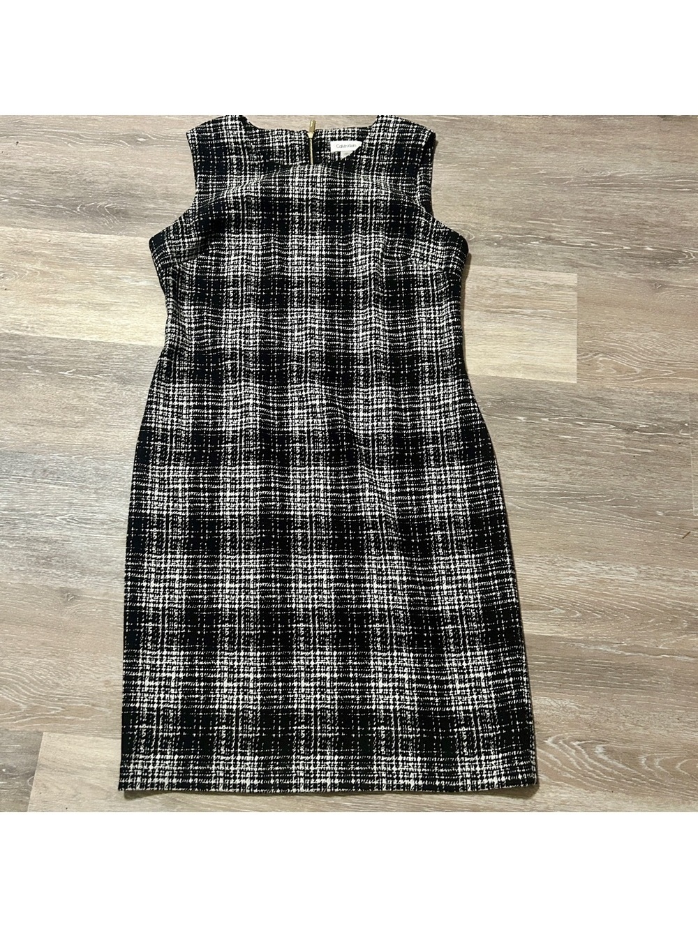 Calvin Klein Black and White Sheath Midi Dress